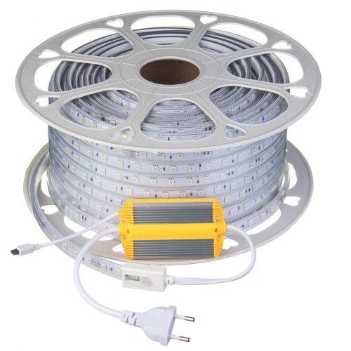 Фото Світлодіодна стрічка AVT 60LED/м RGB 220V герметична smd5050 8Вт/м IP65 15х7mm 1022501,