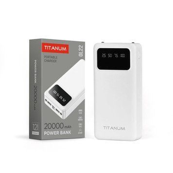 Фото Повербанк 20000mAh TITANUM OL22 White, Micro USB, Type-C, 2USB 27481,