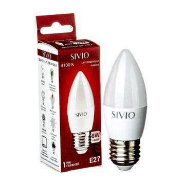 Фото LED лампа Е27 С37 6W нейтральна біла 4100К SIVIO 1012806,