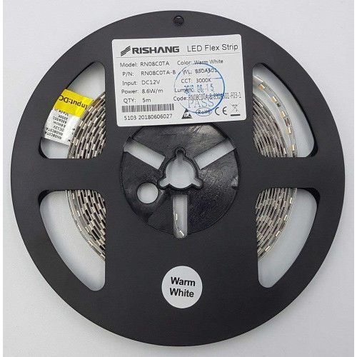 Фото LED лента RISHANG 120-2835-12V-IP20 8,6W 818Lm 3000K 5м (RN08C0TA-B-WW) 367,
