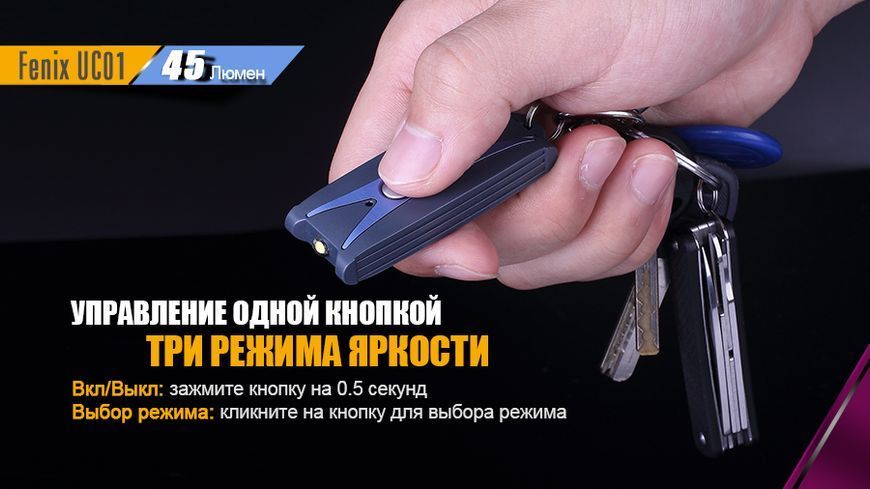Фото Фонарь ручной Fenix UC01 Purple розовый (UC01p) UC01p,
