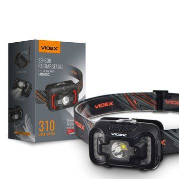 Фото Налобний світлодіодний ліхтарик VIDEX VLF-H025C 310Lm 5000K, micro USB 26572,