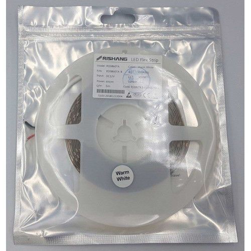 Фото LED стрічка RISHANG 60-2835-12V-IP20 4.8W 505Lm 3000K 5м (RD0860TA-B-WW) 665,