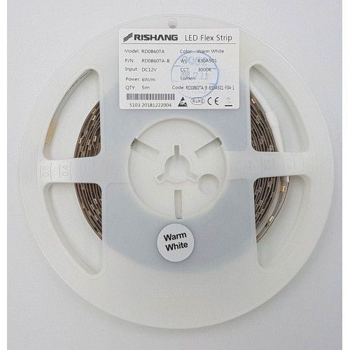 Фото LED стрічка RISHANG 60-2835-12V-IP20 4.8W 505Lm 3000K 5м (RD0860TA-B-WW) 665,