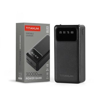 Фото Повербанк 30000mAh TITANUM OL03 Black, Micro USB, Type-C, 2USB 27483,