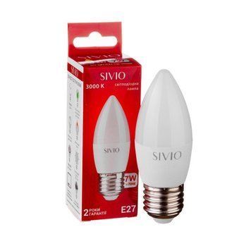 Фото LED лампа Е27 С37 7W тепла біла 3000К SIVIO 1012807,