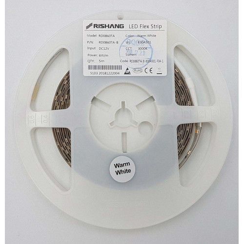 Фото LED лента RISHANG 60-2835-12V-IP20 4.8W 550Lm 4000K 5м (RD0860TA-B-NW) 666,