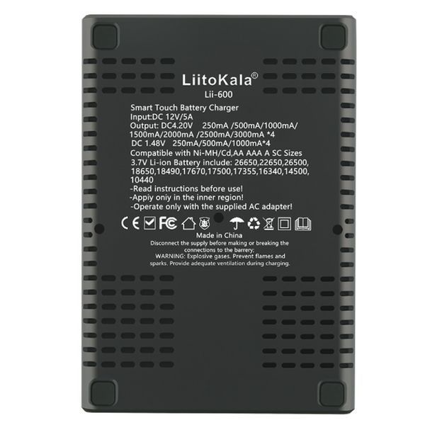 Фото Універсальний інтелектуальний зарядний пристрій LiitoKala Lii-600 EU для акумуляторів + автомобільний кабель Lii-600 EU+Carcable,