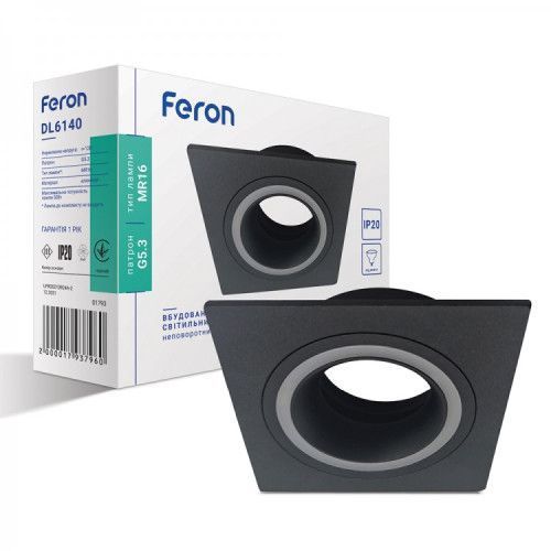 Фото Встроенный неповоротный светильник Feron DL6140 черный 1793,