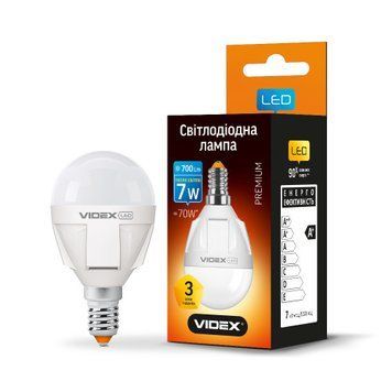 Фото LED лампа VIDEX PREMIUM G45 7W E14 3000K 24009,