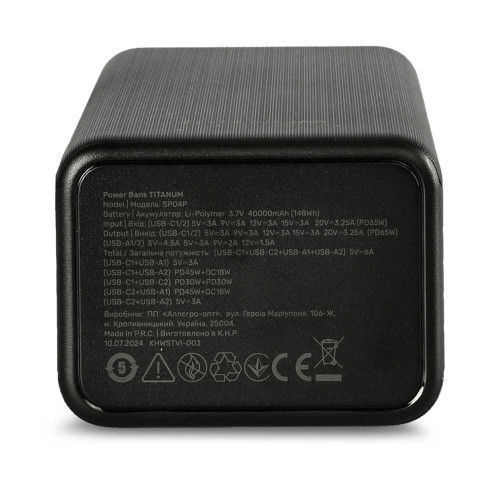Фото Повербанк 40000mAh TITANUM SP04P PD65W Black 28287,