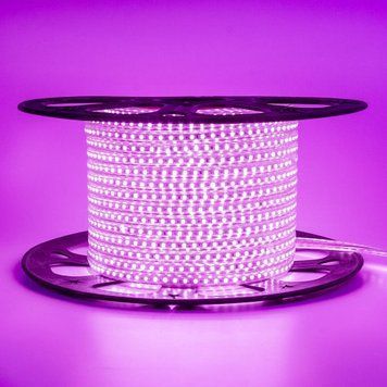 Фото Світлодіодна стрічка рожева 220V герметична AVT smd2835 120LED/м 4Вт/м IP65 1017823,