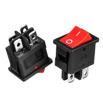 Фото Переключатель KCD1-201N-4, ON-OFF, (4pin) красный 1015678,