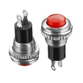 Фото Нажимная Кнопка красная 10мм 0.5А 125В без фиксации OFF-(ON) DS-314 SPST 2pin Daier 1014163,