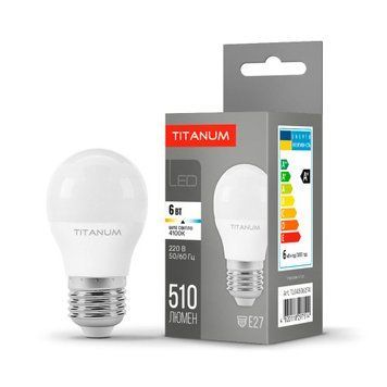 Фото LED лампа TITANUM G45 6W E27 4100K 25000,