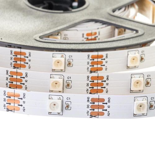 Фото Світлодіодна стрічка адресна AVT 5V smd5050 WS2812 30LED/м IP120 1017954,