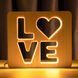 Фото Світильник нічник ArtEco Light з дерева LED "LOVE" з пультом та регулюванням світла, колір теплий білий 1021456, вид 1,