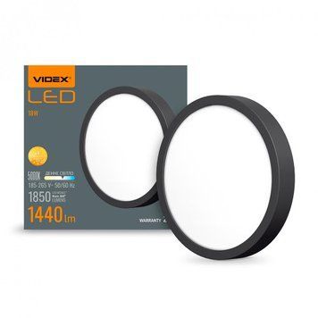 Фото LED Світильник круглий накладний VIDEX Downlight 18W 5000K Black 27799,