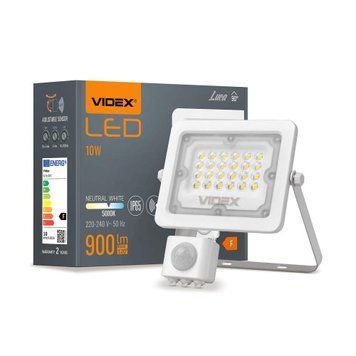 Фото LED прожектор VIDEX F2e 10W 900Lm 5000K 220V с датчиком движения и освещенности 27541,