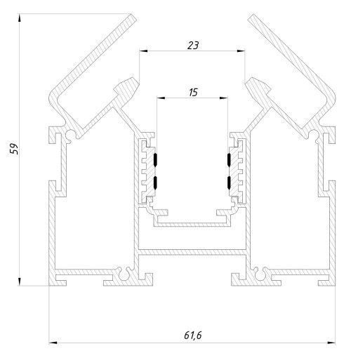 Фото Магнитный трековый шинопровод OLEDIM OL32 48V для натяжного потолка (гарпун) 2м. 7771009,