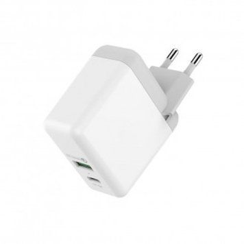 Фото Швидкий зарядний пристрій HAVIT HV-H116 USB+Type-C QC3.0 White 24597,