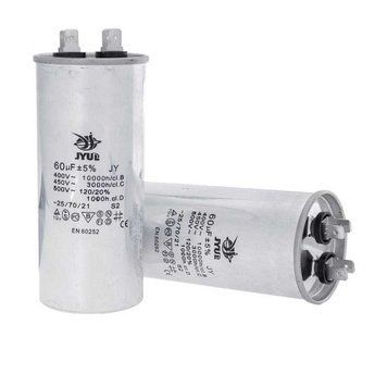 Фото Конденсатор CBB-65 70 мкФ mF 450 VAC (&plusmn;5%) JYUL (55х130 mm) алюмінієвий корпус 1010837,