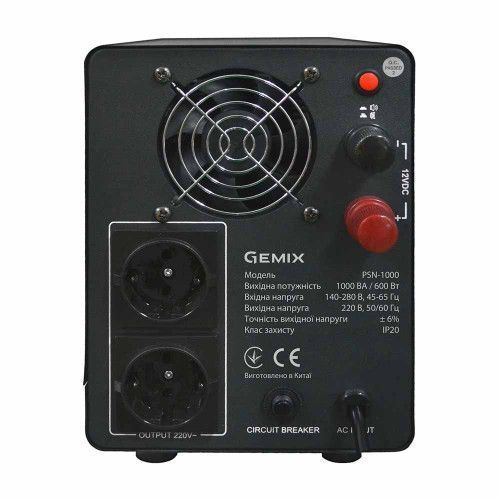 Фото ДБЖ Gemix PSN-1000 LCD, 600 Вт, 2 х EURO Schuko PSN1000VA,