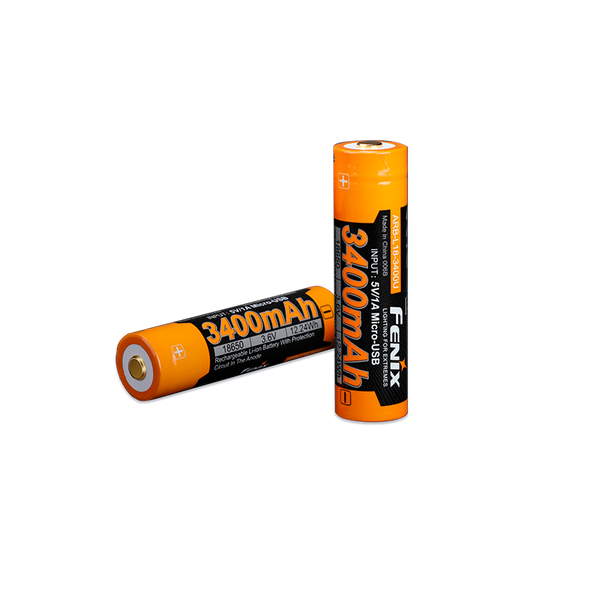 Фото Акумулятор 18650 Fenix (3400 mAh) micro usb зарядка ARB-L18-3400U,