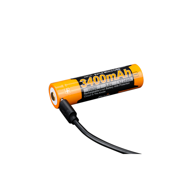Фото Акумулятор 18650 Fenix (3400 mAh) micro usb зарядка ARB-L18-3400U,