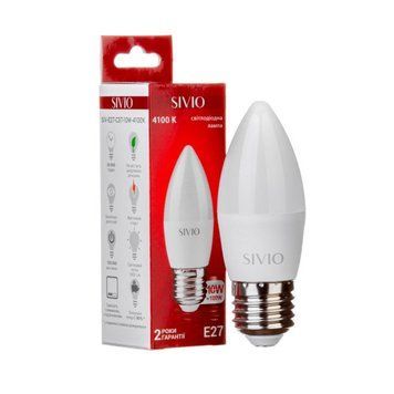 Фото LED лампа Е27 С37 10W нейтральна біла 4100К SIVIO 1012804,