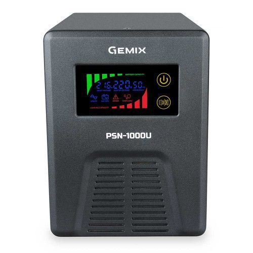Фото ДБЖ Gemix PSN-1000U LCD, 1000ВА/600Вт, 7/9/13A, 3xEURO Schuk PSN1000U,