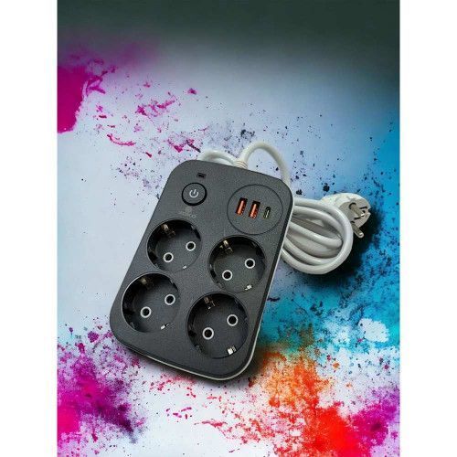 Фото Мережевий фільтр живлення XoKo XK-SP-4-2-1-BK U0845803,