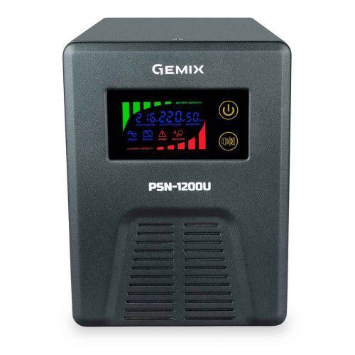 Фото ДБЖ Gemix PSN-1200U LCD, 1200ВА/800Вт, 7/13/18A, 3xEURO Schuko PSN1200U,