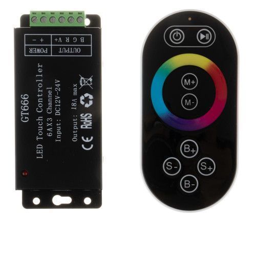 Фото LED контроллер светодиодный черный RGB 18А 216Вт, (8 кнопок) 1009695,