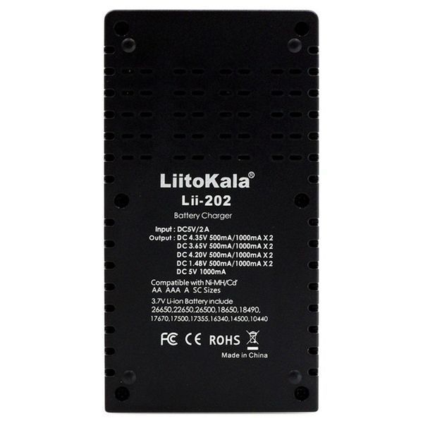 Фото Зарядное устройство для Liitokala Lii-202, Ni-Mh/Li-ion/Li-Fe/LiFePO4, Type-C, Powerbank, LED, Box Lii-202,