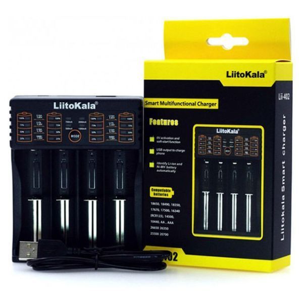 Фото Зарядное устройство для Liitokala Lii-402, Ni-Mh/Li-ion/Li-Fe/LiFePO4, USB, Powerbank, LED, Box Lii-402,