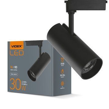 Фото LED світильник трековий VIDEX 30W 4100K чорний 25913,