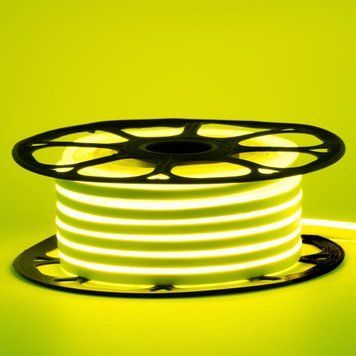 Фото Неонова стрічка світлодіодна жовта лимонна AVT-1 220V smd2835 120LED/м 7Вт/м IP65 1018110,