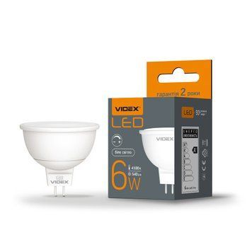 Фото LED лампа VIDEX MR16еD 6W GU5.3 4100K димерная 24966,