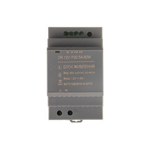 Фото Блок живлення на DIN-рейку 12V 5А 60W IP20 DR 1021420,