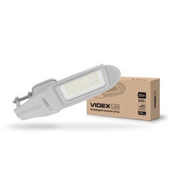 Фото LED вуличний ліхтар VIDEX 50W 5000K Сірий 24975,