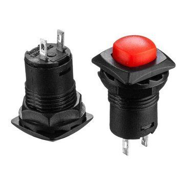 Фото Натискна Кнопка червона 12.7 мм 1.5 А 250В з фіксацією ON-OFF DS-226 SPST 2pin Daier 1014154,