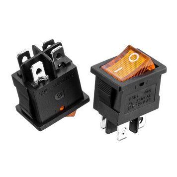 Фото Кнопка перемикач жовта 13x10.2мм 6А 250В ON-OFF KCD1-201N-4 4pin Daier 1015676,