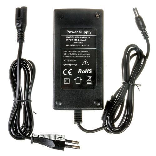 Фото Led блок питания 12V 8.3A 100Вт со штекером и кабелем питания 1013438,
