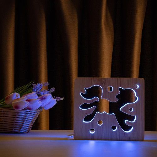 Фото Світильник нічник ArtEco Light з дерева LED "Казковий поні" з пультом та регулюванням кольору, RGB 1020399,