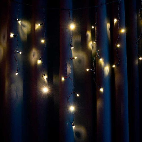 Фото Гірлянда вулична STARLIGHT бахрома теплий-білий 75LED IP44 чорний 2x0,7м 57271,