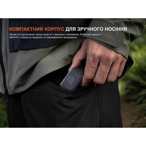 Фото Фонарь с клипсой Fenix E04R, белый E04RW,