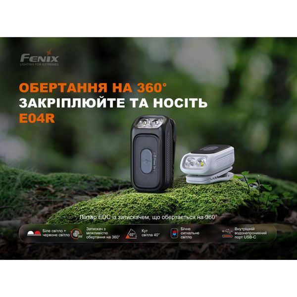 Фото Фонарь с клипсой Fenix E04R, белый E04RW,