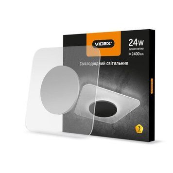 Фото LED світильник акриловий квадратний VIDEX 24W 4100K 24886,