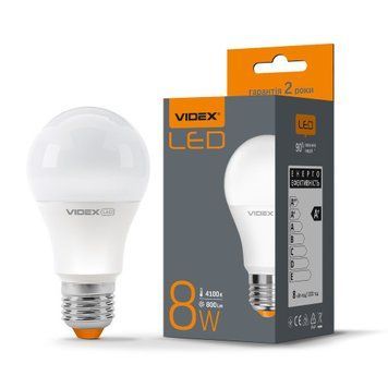 Фото LED лампа VIDEX A60e 8W E27 4100K 23806,